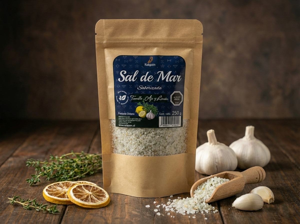 Sal de Mar Gourmet | Tomillo, Ajo Chilote y Limón