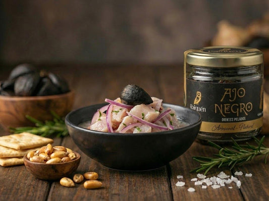 2. Ceviche de Reineta al Ajo Negro (Estilo Nikkei-Chilote)