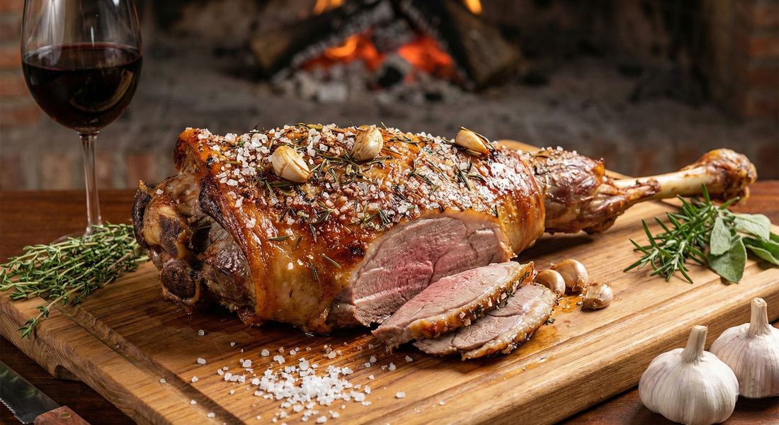 Cordero al Palo (o al Horno) con Sal de Mar Tomillo, Ajo, Limón