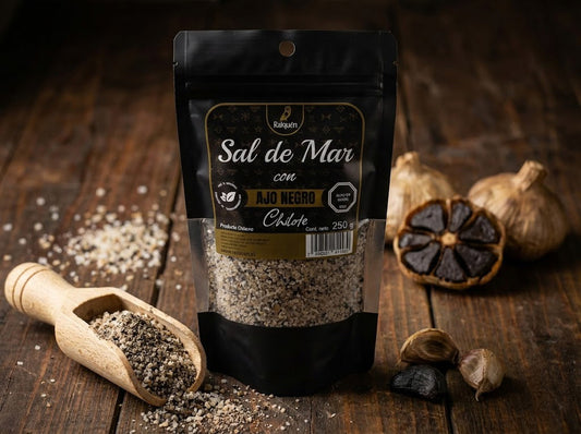 Sal de Mar con Ajo Negro (250g) | Cristales de Mar & Sabor Chilote