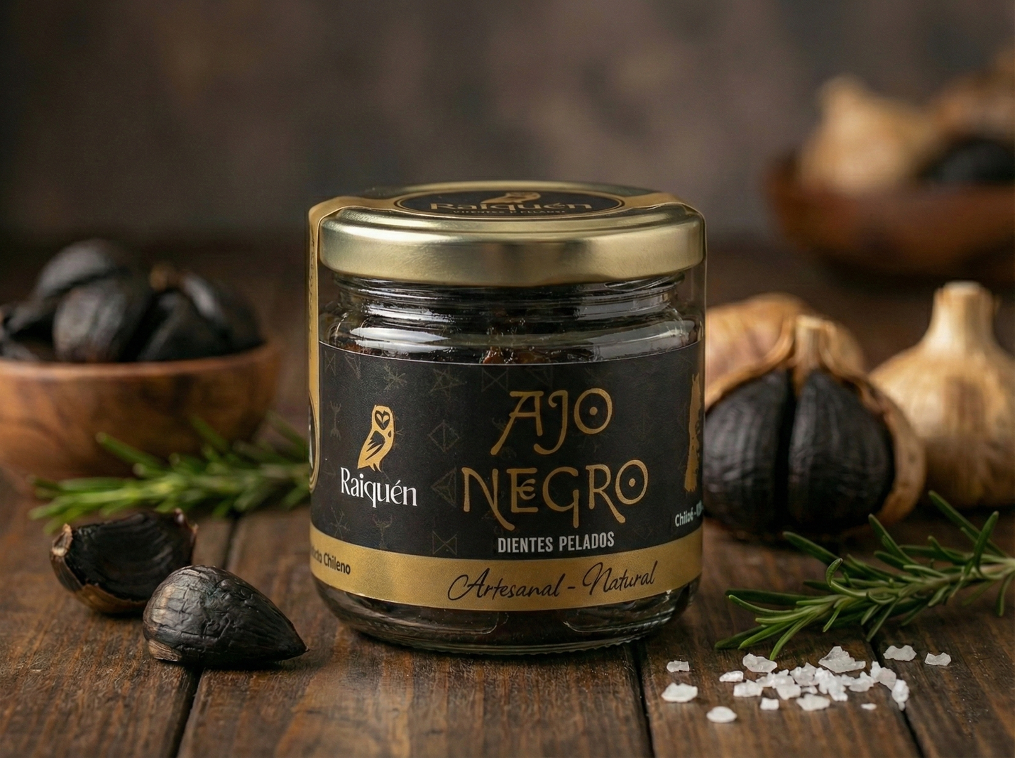 Dientes de Ajo Negro Pelados (Frasco) 125gr.
